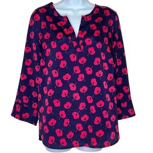 Stitch Fix Hawthorn 41 Womens Floral Poppy Top Size M Blue Pink Colorful Office